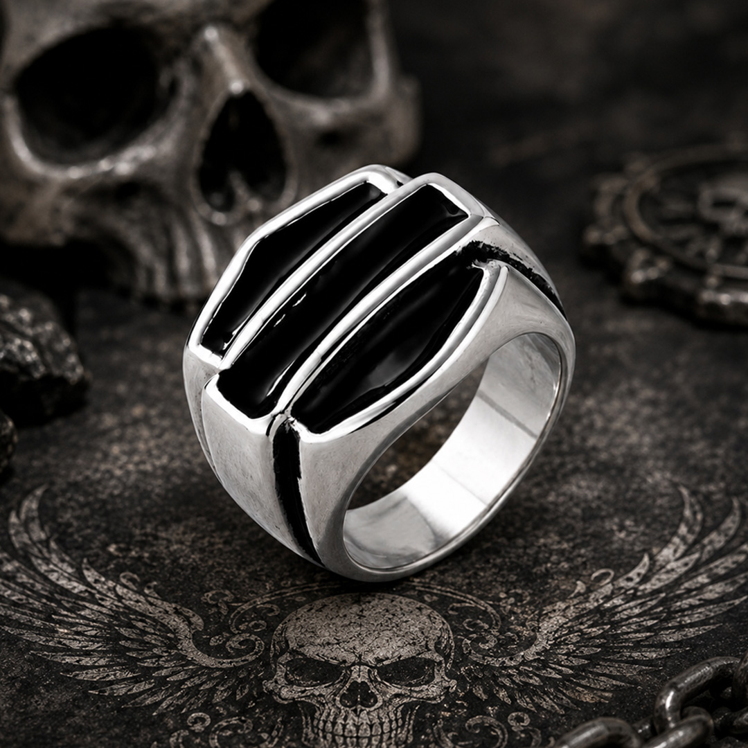 Vintage Stainless Steel Biker Signet Ring - Freedom, Strength, faith | Secure Checkout | Tracked Shipping | 7-Day Easy Returns - Image 2