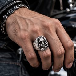 Gothic Ride Free Skull Piston Stainless Steel Ring | Heavy Metal Biker Band | Secure Checkout | Tracked Shipping | 7-Day Easy Returns - Image 5