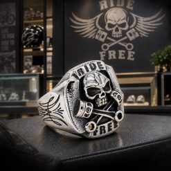 Gothic Ride Free Skull Piston Stainless Steel Ring | Heavy Metal Biker Band | Secure Checkout | Tracked Shipping | 7-Day Easy Returns - Image 3