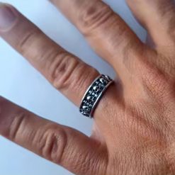 Alternative view of Vintage Gothic Skull Adjustable Ring | Open Band Biker Jewelry | Secure Checkout | Tracked Shipping | 7-Day Easy Returns